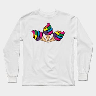 Rainbow Ice Cream - Soft Serve Summer Style Tri-Cone Long Sleeve T-Shirt